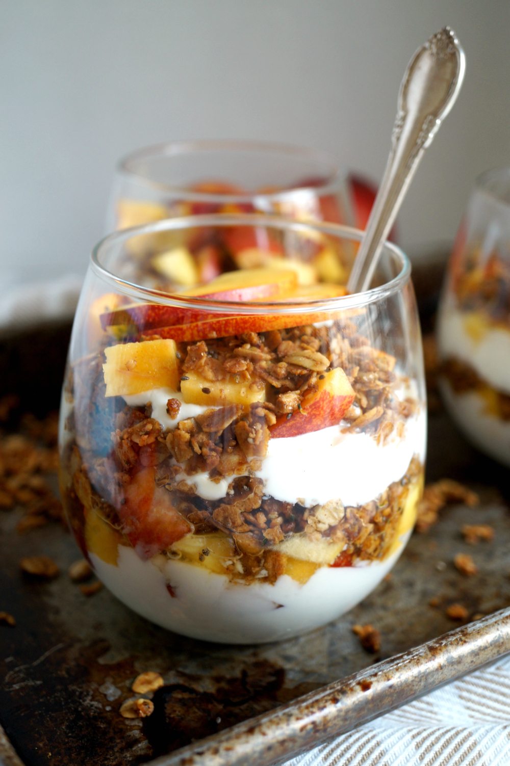 peach yogurt & brown sugar granola parfaits | The Baking Fairy #ad #EasterBrunchWeek