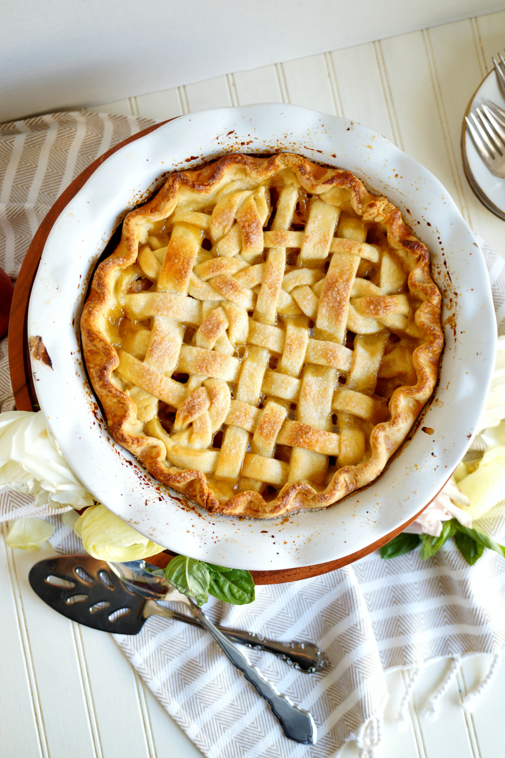 vegan peach basil pie | The Baking Fairy