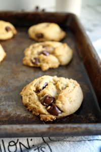 close up of chocolate chip cookie