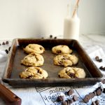 pan of vegan chocolate chip cookies