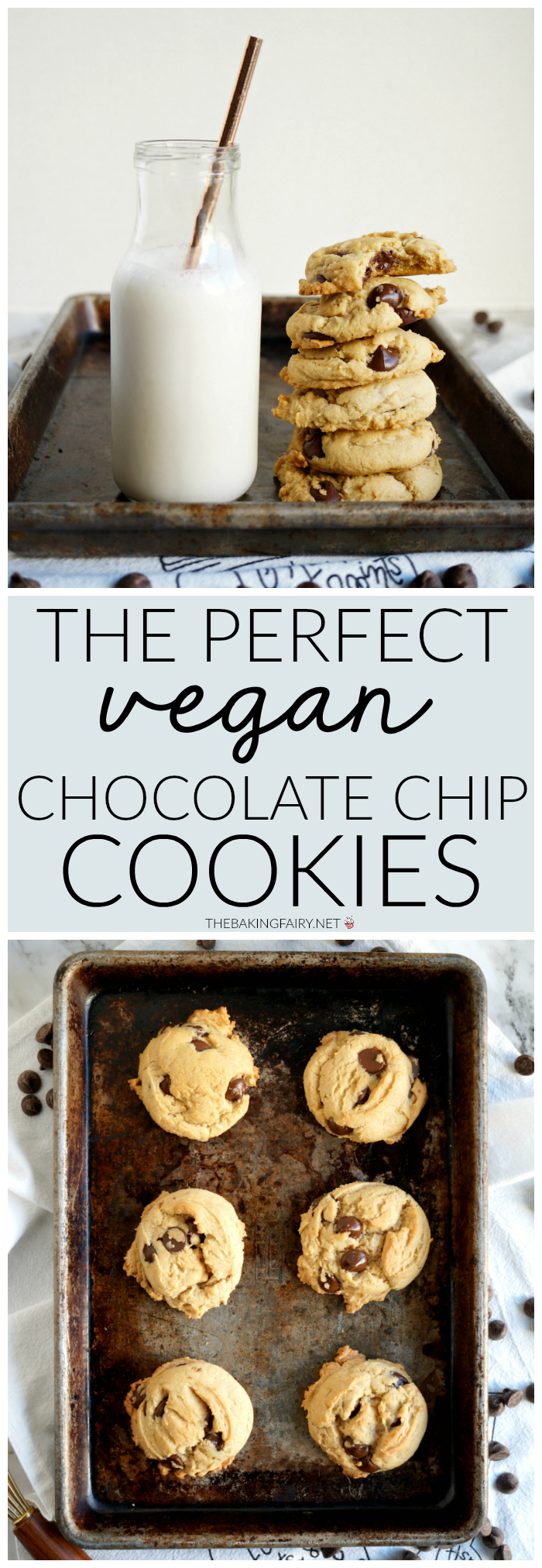 collage of vegan chocolate chip cookies for Pinterest