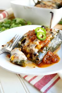 cut stuffed poblano pepper