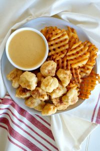 vegan chick'n nuggets with dipping sauce | The Baking Fairy