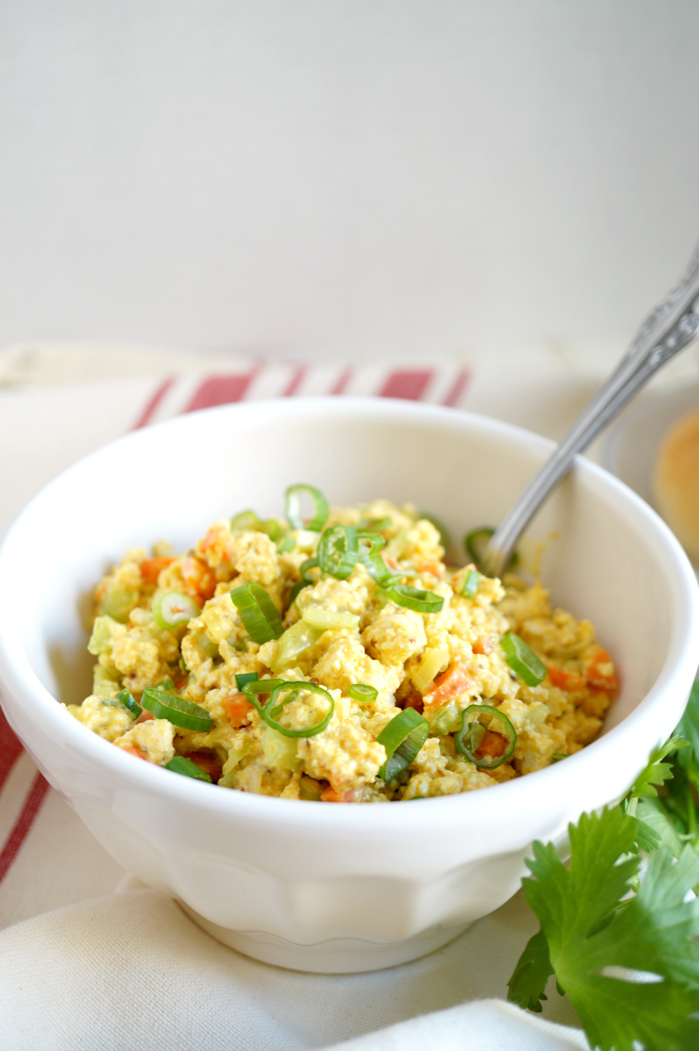 bowl of tofu egg salad