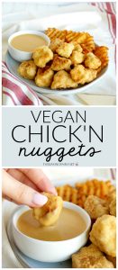 vegan chick'n nuggets with dipping sauce | The Baking Fairy