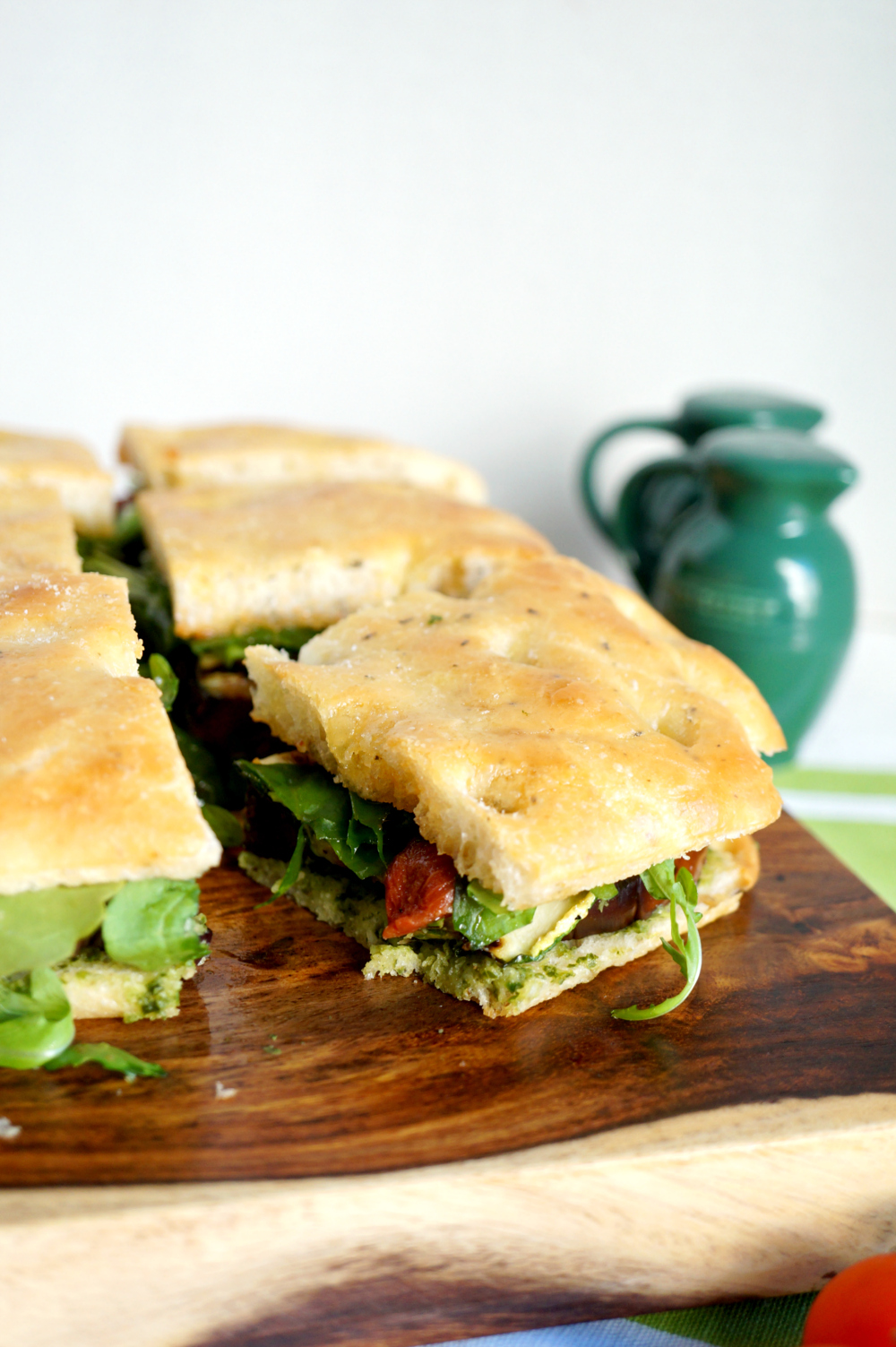 vegan grilled veggie focaccia sheet pan sandwiches - The Baking Fairy