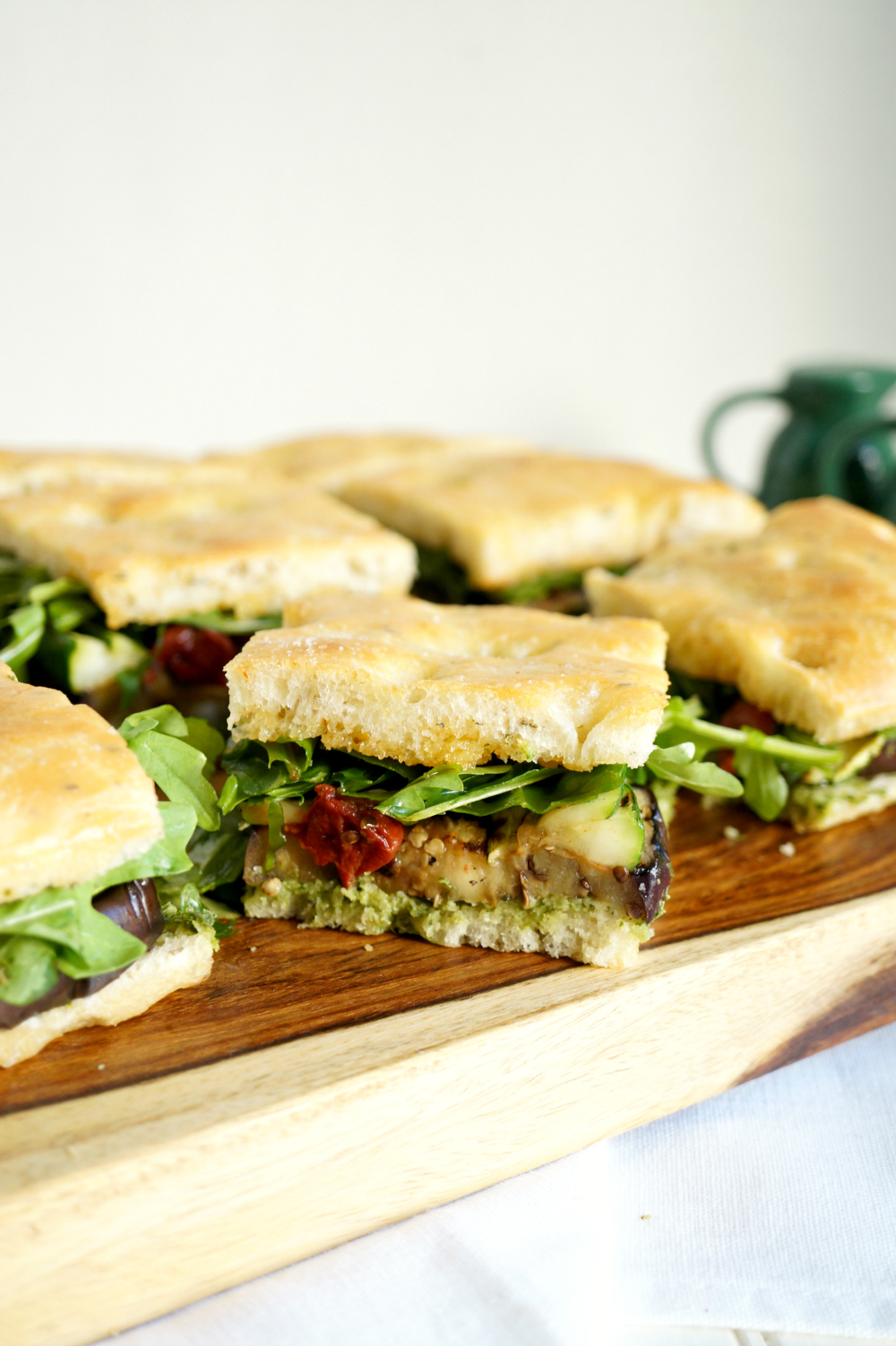 cut focaccia sandwiches