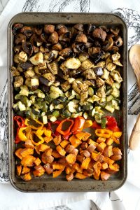 tray of roasted vegetables