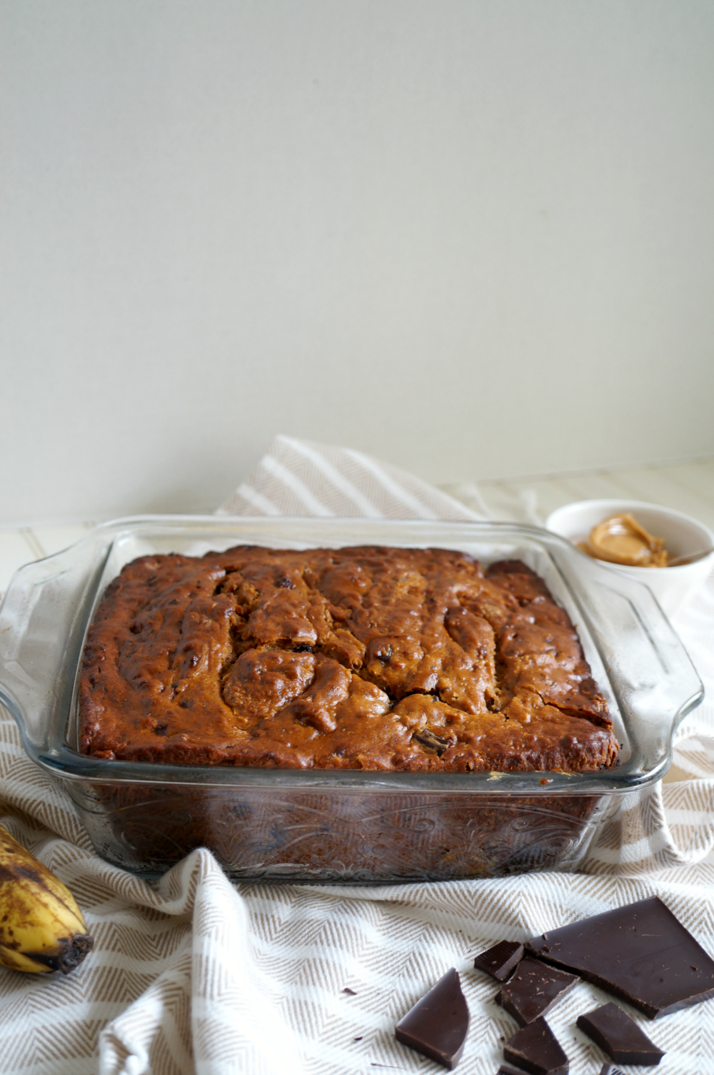 pan of banana snack cake