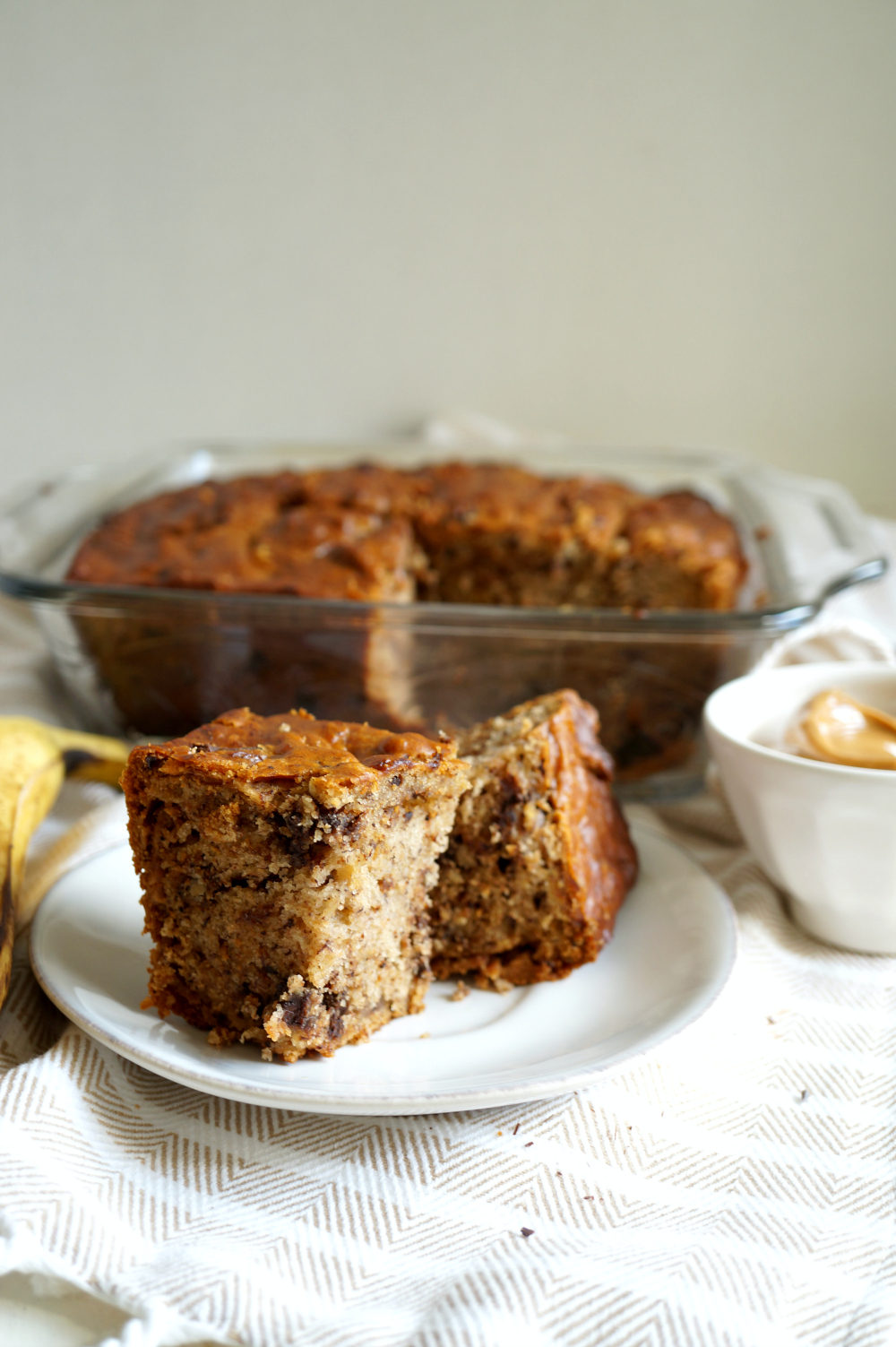 pieces of banana cake on plate