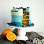 blueberry orange cake with slice cut