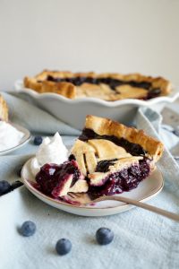 slice of blueberry coconut pie