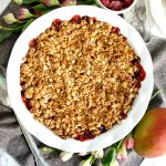 photo of mango raspberry crumble overhead