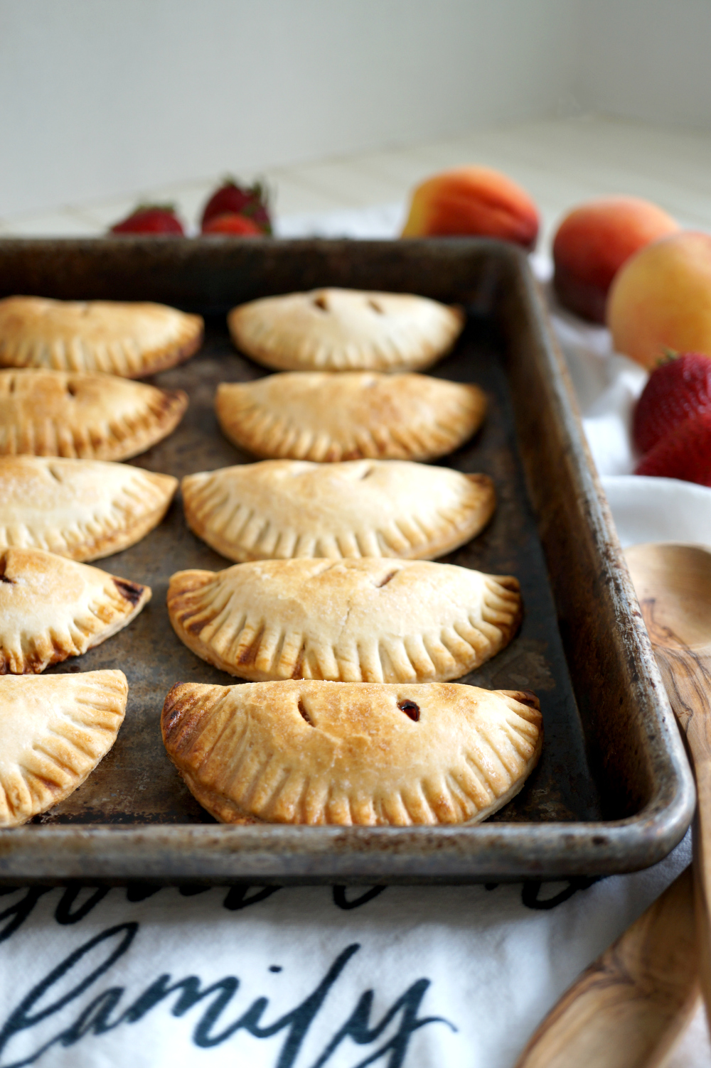 strawberry hand pies on a pan
