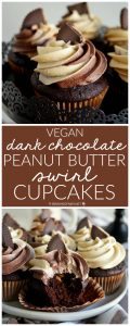 vegan dark chocolate peanut butter swirl cupcakes | The Baking Fairy #PBChocSat