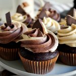 chocolate peanut butter swirl cupcakes on plate