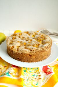 mango coconut cake on plate