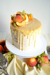 close up of peach cake
