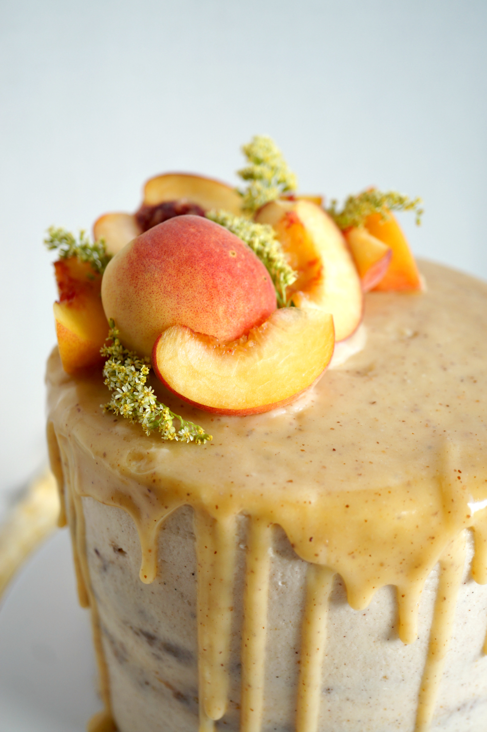 peaches on top of cake