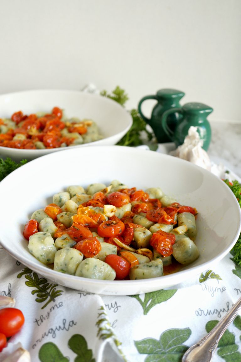 spinach gnocchi with roasted tomato sauce The Baking Fairy