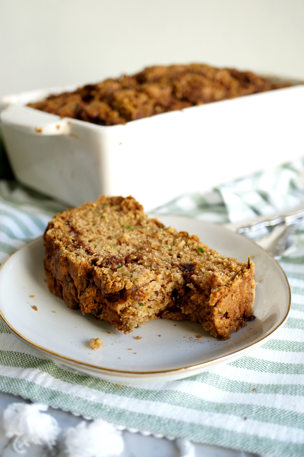 slice of zucchini bread with bite