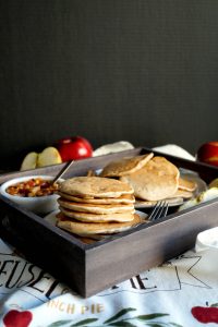 vegan apple almond pancakes with apple maple syrup | The Baking Fairy #AppleWeek