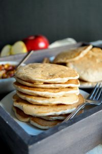 vegan apple almond pancakes with apple maple syrup | The Baking Fairy #AppleWeek