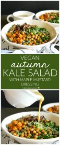 vegan autumn kale salad with roasted shiitakes and maple mustard dressing | The Baking Fairy