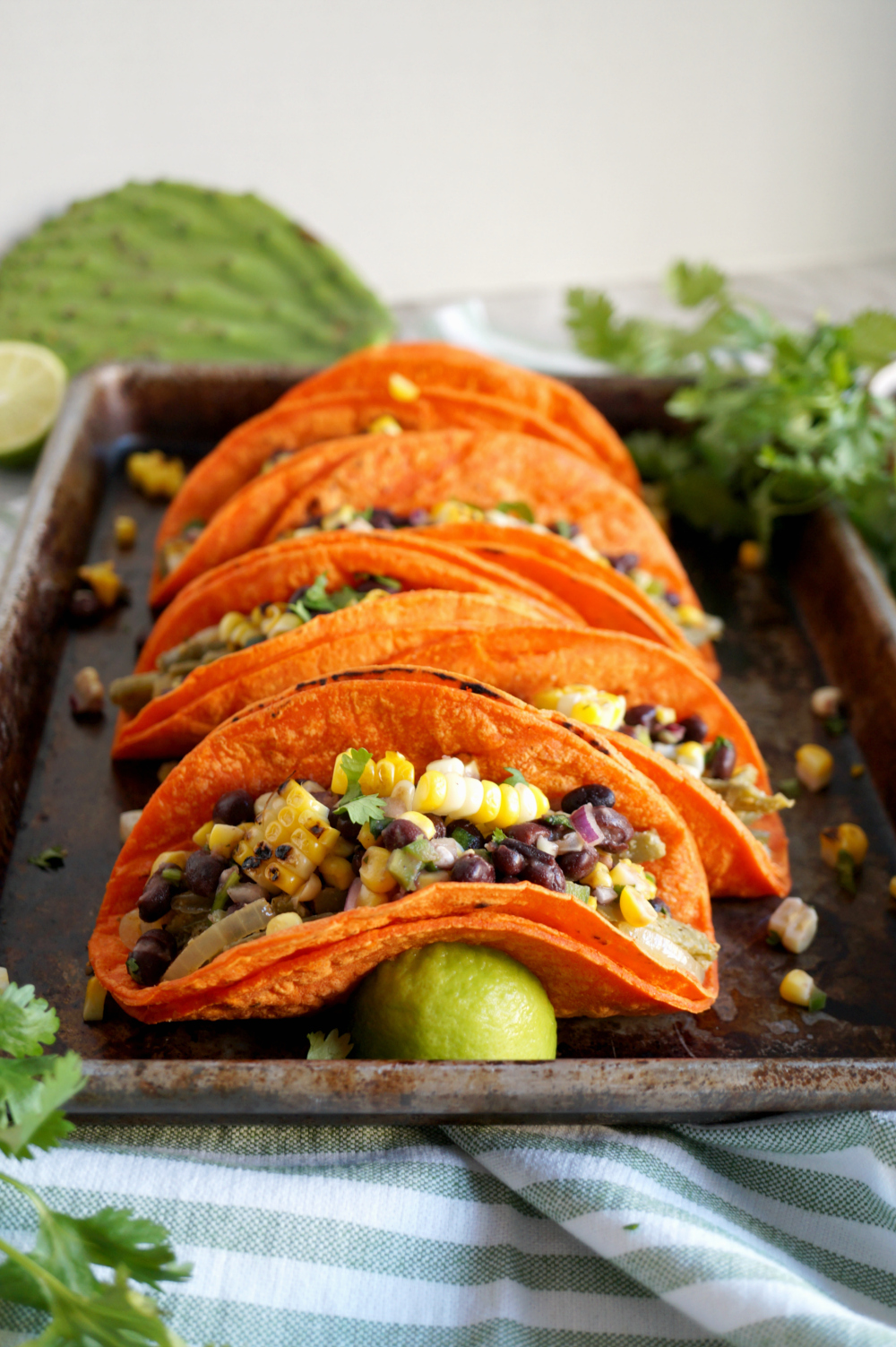 vegan nopales tacos with charred corn and black bean salsa | The Baking Fairy