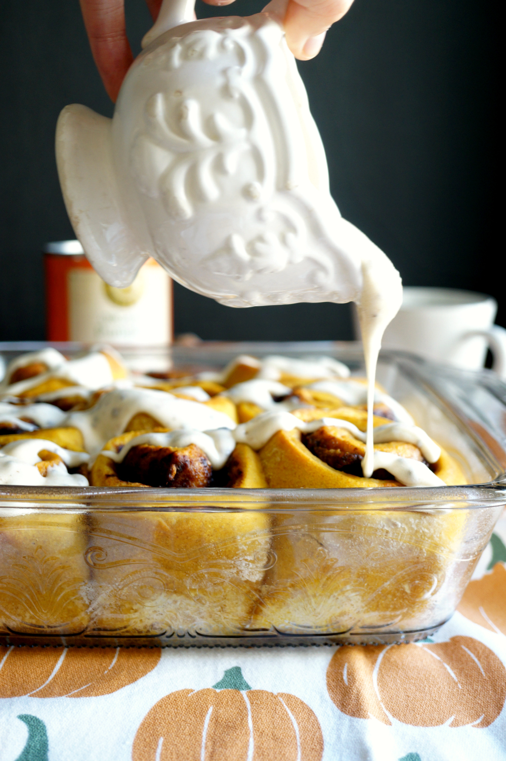 vegan pumpkin spice latte cinnamon rolls | The Baking Fairy #PumpkinWeek #ad