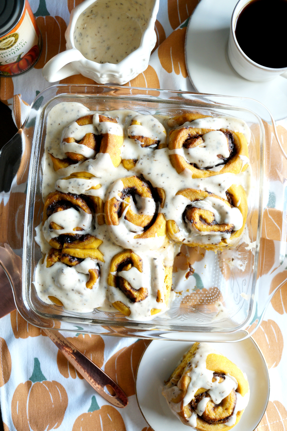 vegan pumpkin spice latte cinnamon rolls | The Baking Fairy #PumpkinWeek #ad