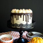 vegan pumpkin chocolate chip layer cake | The Baking Fairy #PumpkinWeek #ad