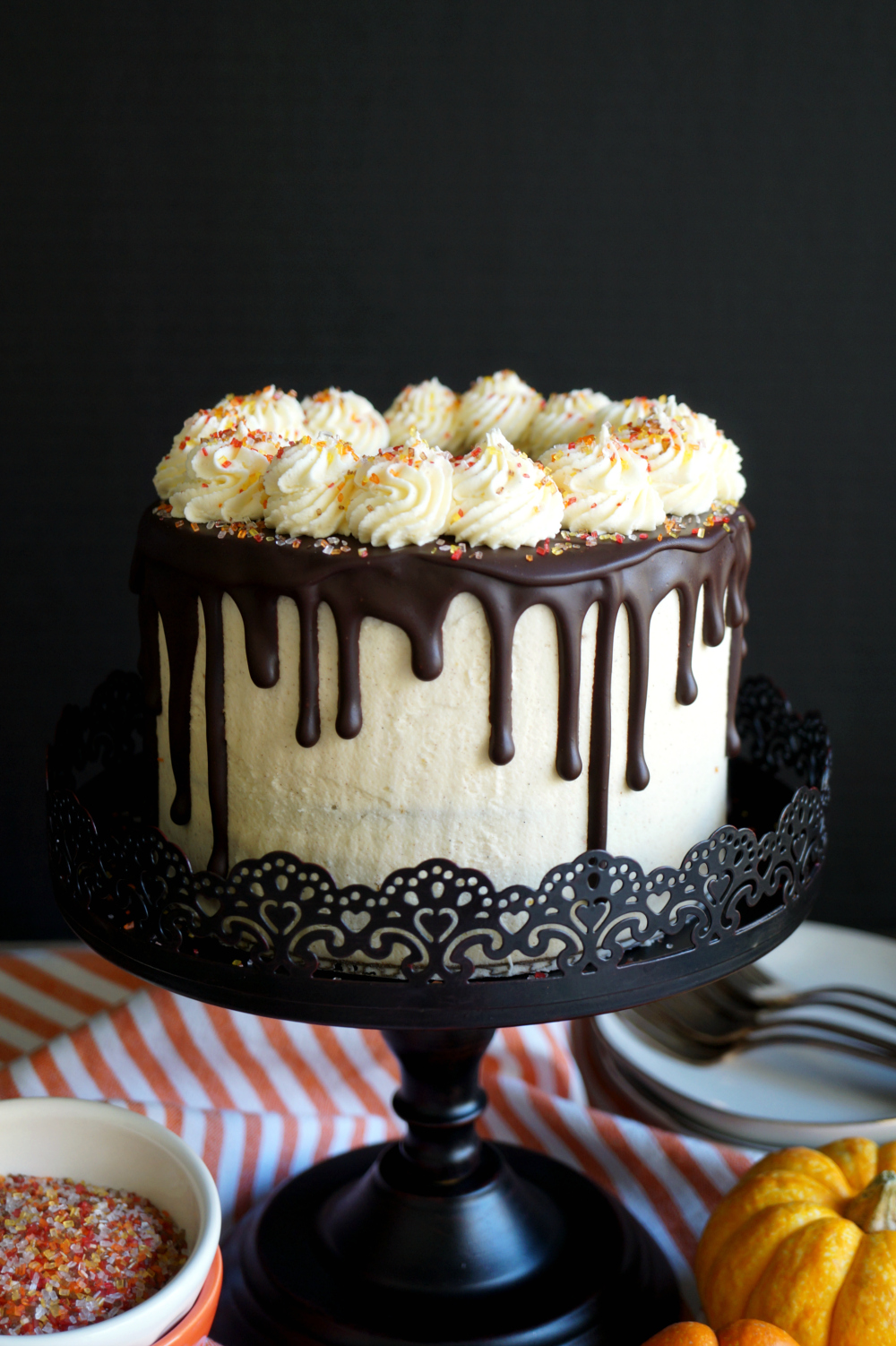 vegan pumpkin chocolate chip layer cake