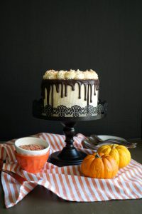 vegan pumpkin chocolate chip layer cake | The Baking Fairy #PumpkinWeek #ad