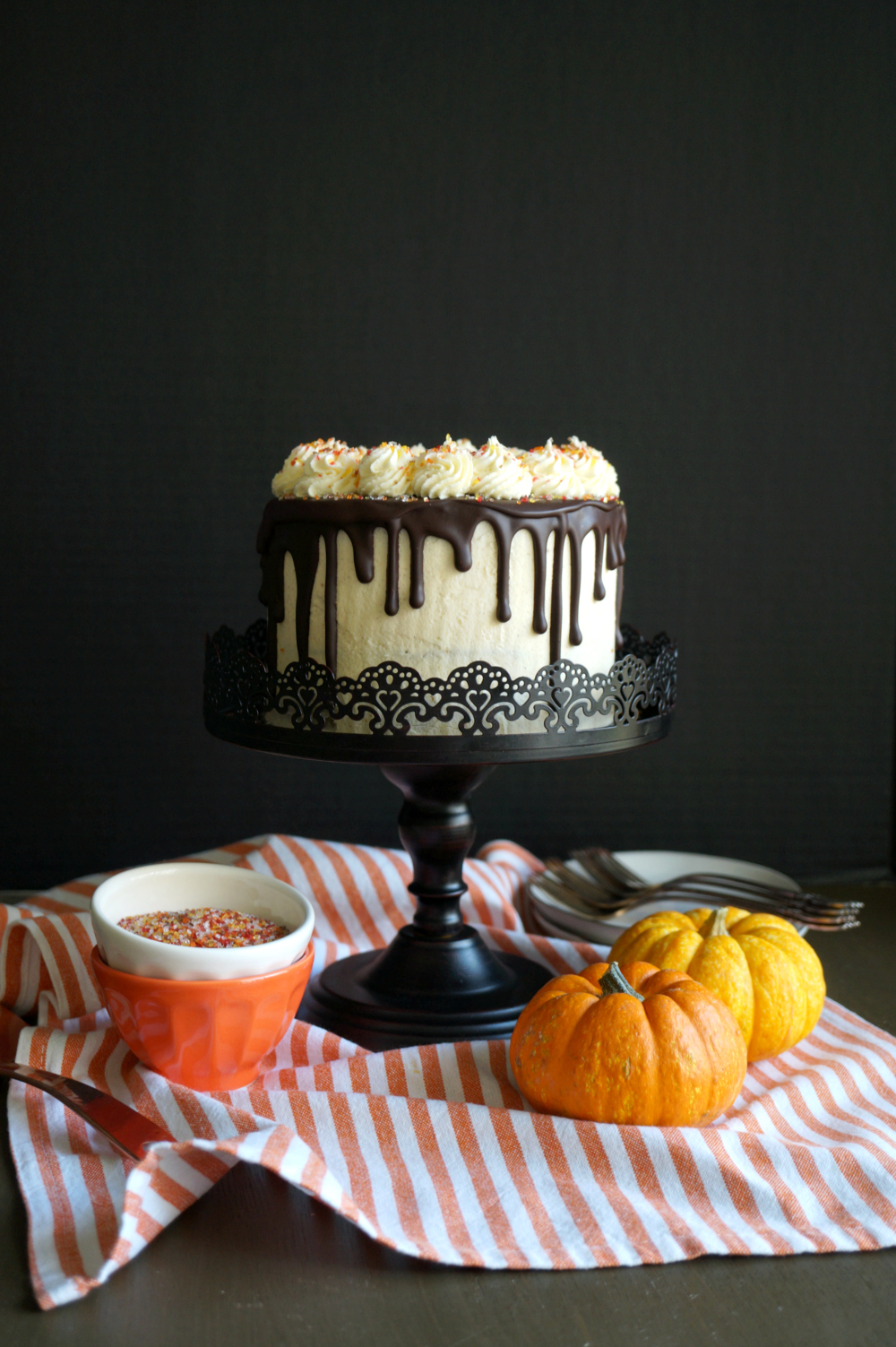 vegan pumpkin chocolate chip layer cake