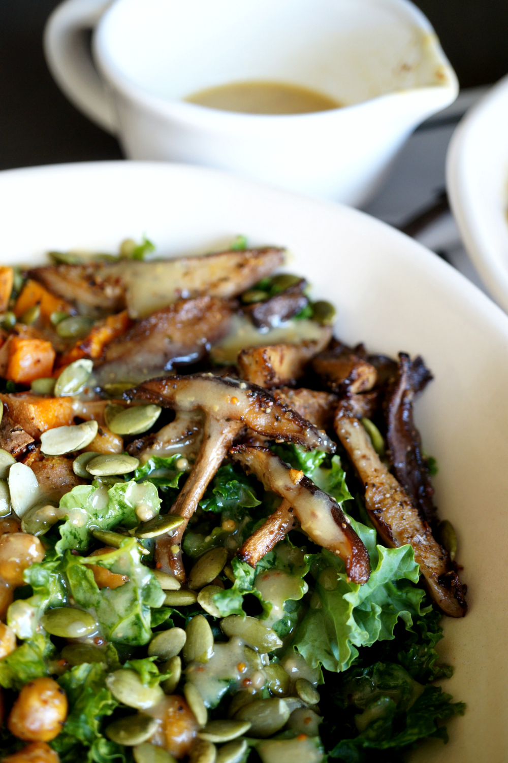 close up of roasted shiitake mushrooms