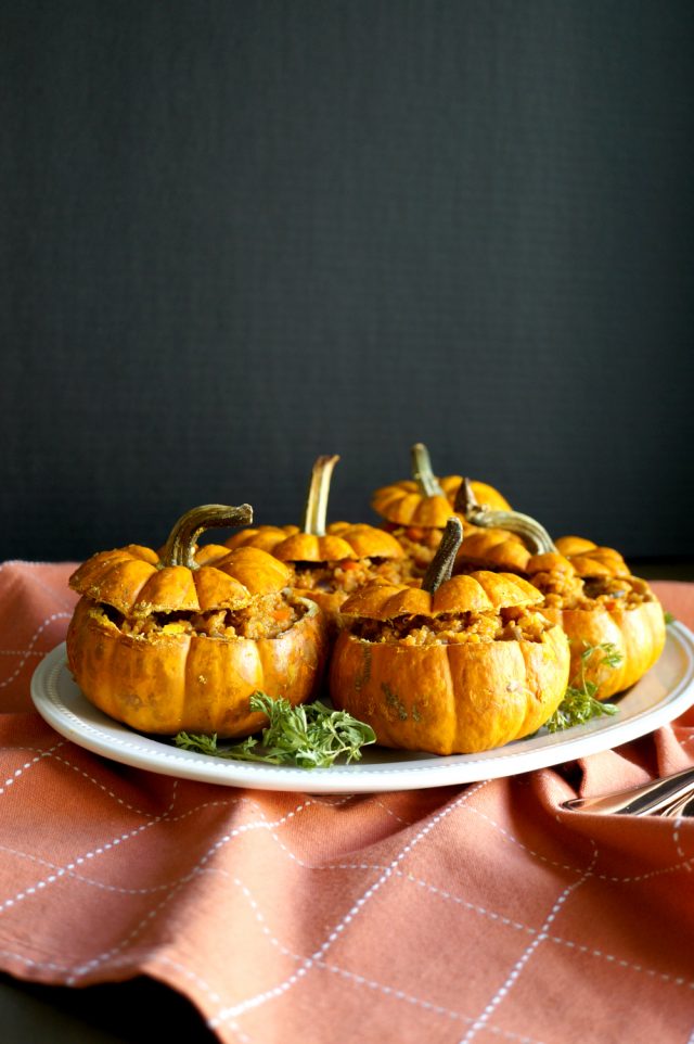 vegan savory stuffed pumpkins - The Baking Fairy