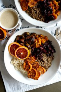 autumn harvest bowls with blood orange tahini drizzle | The Baking Fairy #FreakyFruitsFriday