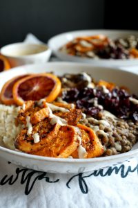 autumn harvest bowls with blood orange tahini drizzle | The Baking Fairy #FreakyFruitsFriday