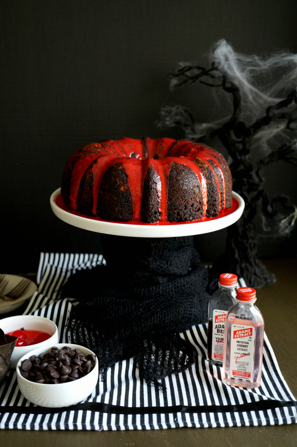 bloody good vegan cherry chip bundt cake | The Baking Fairy #HalloweenTreatsWeek #ad