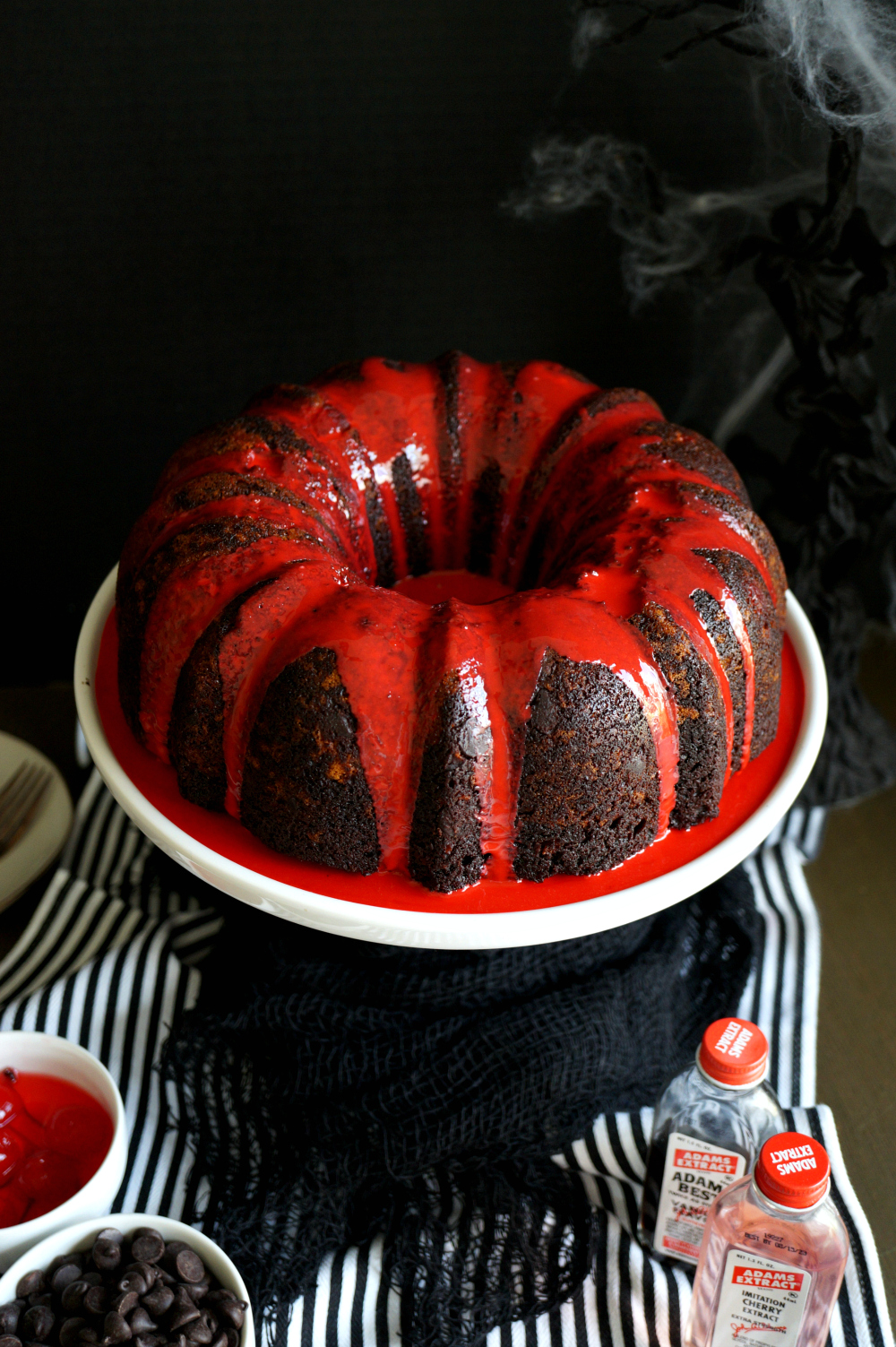 bloody good vegan cherry chip bundt cake | The Baking Fairy #HalloweenTreatsWeek #ad