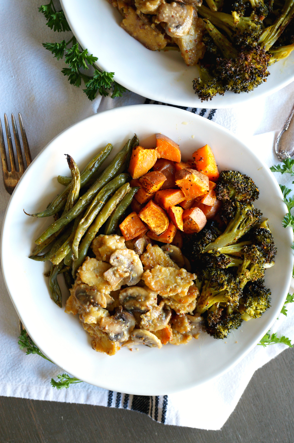 easy maple mustard tempeh with mushrooms | The Baking Fairy