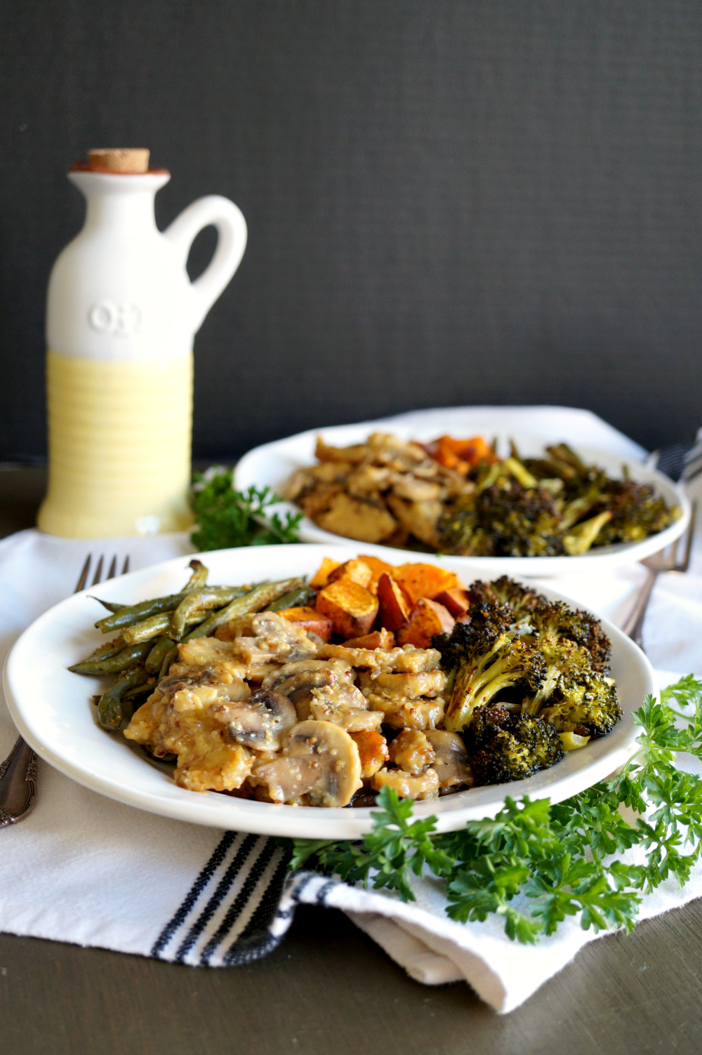 easy maple mustard tempeh with mushrooms | The Baking Fairy