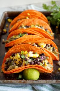 vegan nopales tacos with charred corn and black bean salsa | The Baking Fairy