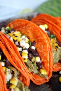 vegan nopales tacos with charred corn and black bean salsa | The Baking Fairy