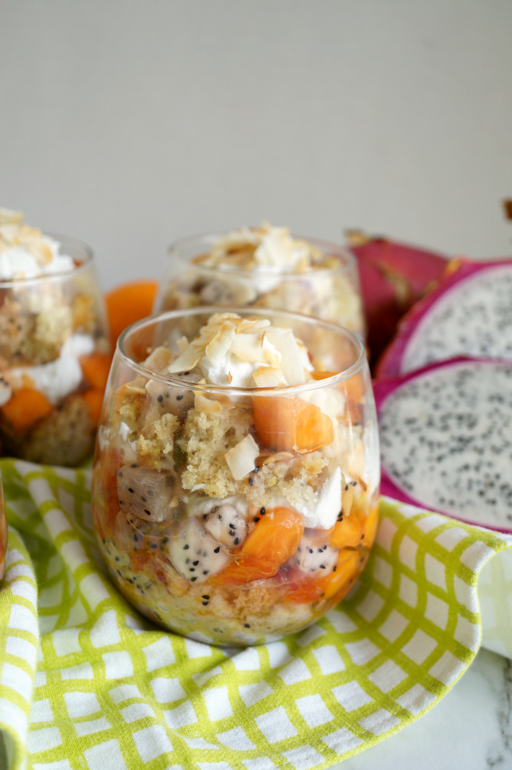 vegan coconut lime trifles with tropical fruit salad | The Baking Fairy #FreakyFruitsFriday