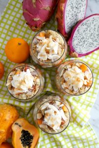 vegan coconut lime trifles with tropical fruit salad | The Baking Fairy #FreakyFruitsFriday