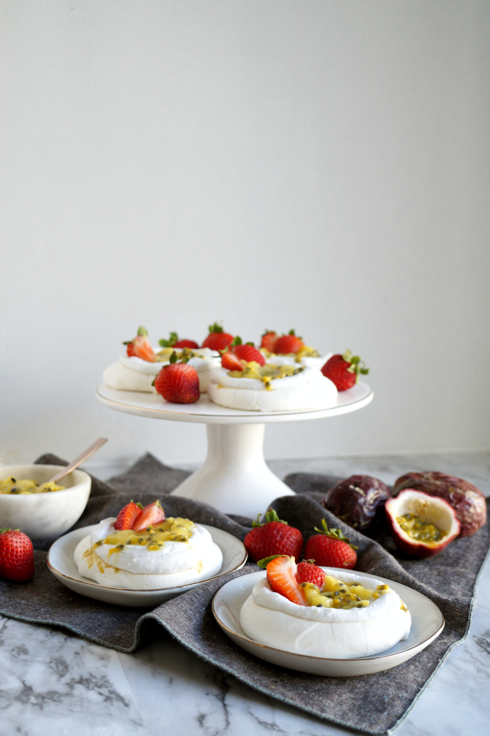 mini vegan pavlovas with coconut cream and passionfruit curd | The Baking Fairy #FreakyFruitsFriday