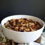 vegan sourdough stuffing with mushrooms, sausage, and swiss chard | The Baking Fairy