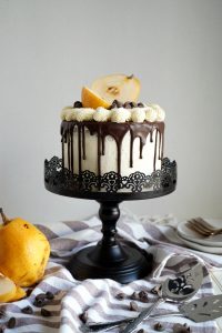 vegan dark chocolate pear layer cake | The Baking Fairy